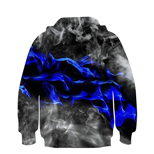 Aideaone Kids Boys Girls 3D Blue Smoke Pullover Hoodies Fashion Sweatshirts With Pocket 12-13 Years #TOP3
