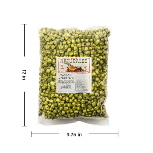 Naturalee Wasabi Peas 2 lb - Wasabi Coated Green Peas - Vegan, High Fiber Snack, Spicy Crunch
