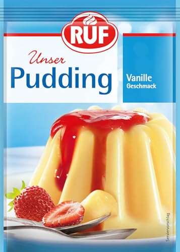 RUF Vanillepudding Puddingpulver mit feinem Vanillearoma nur mit Milch und Zucker aufkochen glutenfrei & vegan 5 x 37 g