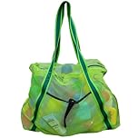 Leberna Large Mesh Beach Bag, Foldable Family Tote Bag with Zipper, Store Beach Toys, Pool Accessories & Vacation Essential (Green)