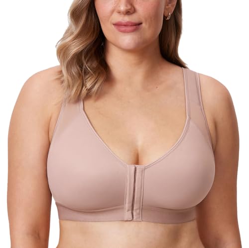 Image of DELIMIRA Women's Front Closure Posture Wireless Back Support Full Coverage Bra