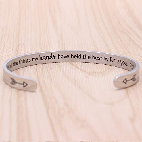 Btysun Bracelets for Women Mothers Day Bracelet Gifts from Daughter Inspirational Gifts for Women Graduation Gifts for Her Motivational Birthday Cuff Bangle Friendship Personalized Mantra Jewelry…
