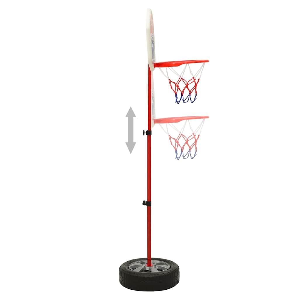 Zestaw do gry w koszykówkę dla dzieci, 120 cm, z regulacją wysokości, z nóżką, koszem do koszykówki, siatką, piłką i pompką, do użytku wewnątrz i na zewnątrz, do ogrodu, pokoju, ruchu