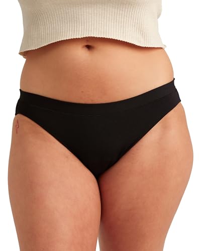 saalt Comfort Modal Bikini Period Underwear - Regular Absorbency - Comfortable, Thin, and Keeps You Dry from All Leaks (Small, Volcanic Black)