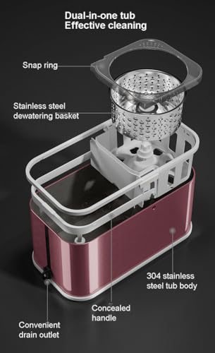 Eficiente sistema de cubo giratorio con escurridor, solución duradera de limpieza de suelos, incluye 3 recambios de repuesto, ideal para uso doméstico, fácil de usar y de larga duración