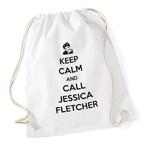 bubbleshirt Sacca da ginnastica Keep calm and call Jessica Fletcher - La signora in giallo - Jessica Fletcher - idea regalo - dimensioni: 36x46 cm