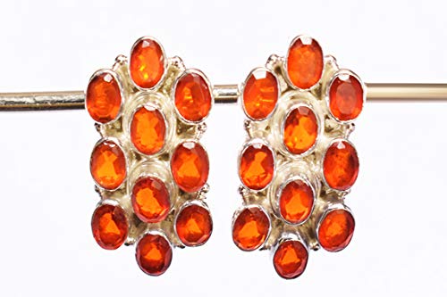 Boucles d'oreilles quartz rouge Saint-Valentin argent 925