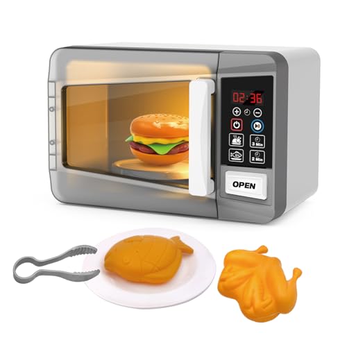 Image of Microwave Toy Oven Kids Kitchen Playset,High Simulation Accessories Ornaments,Pretend Play Appliance Set for Toddlers, Cookware Toy Set for Girls Boys Birthday Gifts