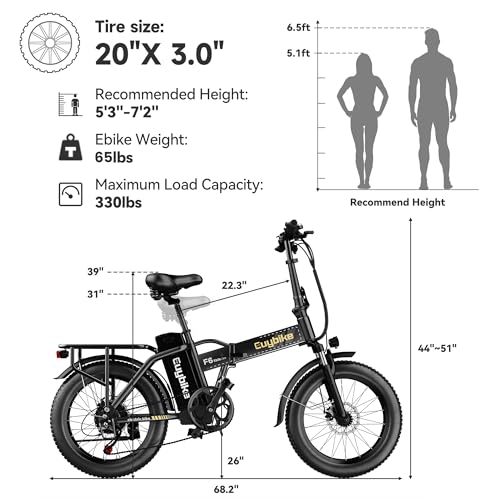 Image of 1000W Foldable Electric Bike,48V 20AH Removable Battery Ebike,80 Miles Max Range Electric Bike for Adults,20 inch Fat Tire Folding Ebike,Adult Electric Bicycle for Commute Beach Snow