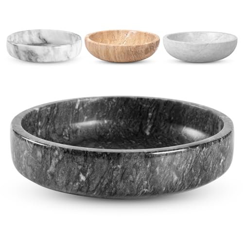FNTSTICGOODS Marble Decorative Bowl - 7.5' Natural Black Solid Marble Centerpiece...