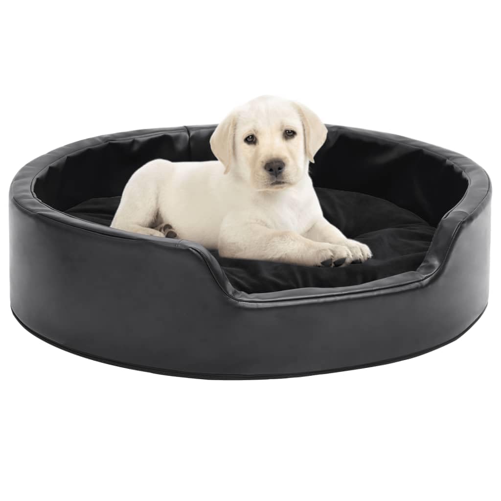 Cuccia per cani nera, 69 x 59 x 19 cm, peluche e ecopelle, cuscino antiscivolo, lavabile, divano delicato sulle articolazioni, ideale per cuccioli, animali domestici, interni ed esterni