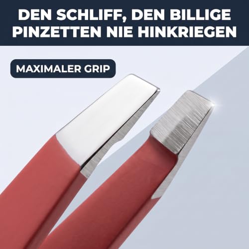 KLINGENHELD® Haargenaue Pinzette - greift jedes Haar beim 1. Versuch ohne durchrutschen - Pinzette Augenbrauen Zupfen handgeschliffen… – Ansicht 4