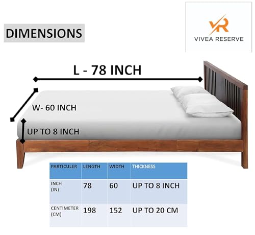 Image of Cotton Feel Glace Double Bed Fitted Bedsheet All Around Elastic Queen Size with 2 Pillow Covers (60 inch x 78 inch inches, Mystic Wine)