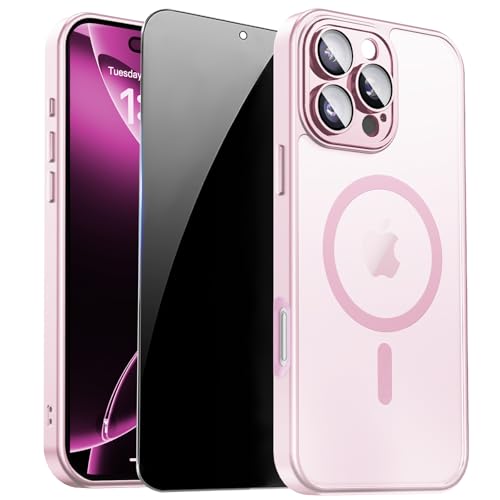 Image of for iPhone 16 Pro Case with Privacy Screen Protector, Pink