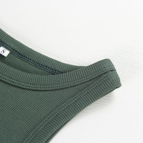 Image of Artfish Women Casual Basic Sleeveless High Neck Rib-Knit Y2k Crop Tank Top