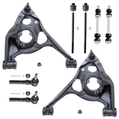 Image of Detroit Axle - 8pc Front End Control Arms Kit for Chevrolet Express GMC Savana 1500 2500, 2 Lower Control Arms w /Ball Joints 4 Tie Rod Ends 2 Sway Bar Links Replacement