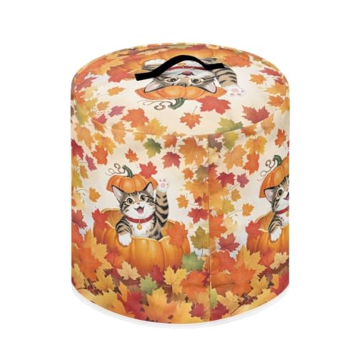 Image of Pumpkin Cat Leaves Quick Cooker Cover Handy Kitchen Appliance Cover