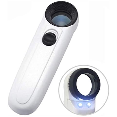 40X Handheld Magnifier Magnifying Glass Loupe Lens for Reading Jewelry Watch Repair Tool with 2 LED Light Cover