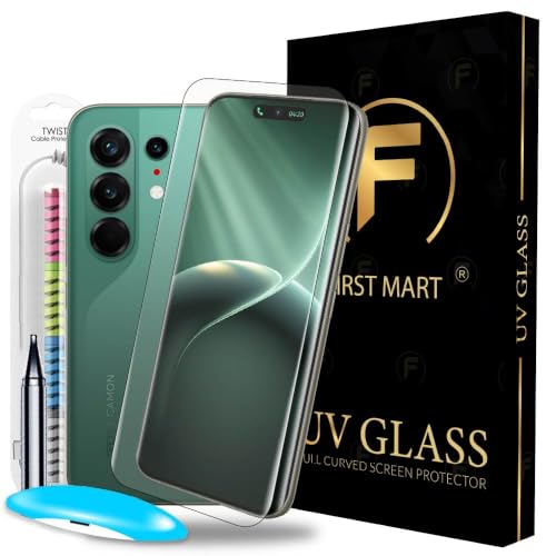 Image of FIRST MART Tempered Glass for Tecno Camon 50 Ultra 5G With UV Installation Kit | Military-Grade Gorilla Screen Protector and Cable Guard | Edge to Edge Coverage | Crystal Clear