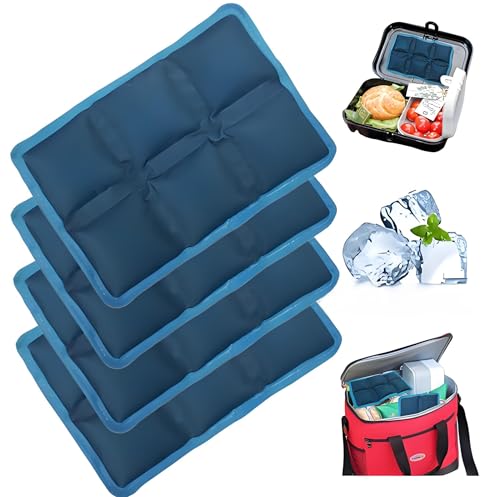 4 Pack Reusable Ice Packs for Lunch Boxes & Coolers Lightweight 6x4x0.7 Non-Toxic Freezer Packs for Food & Drinks Picnic School Sports & Camping