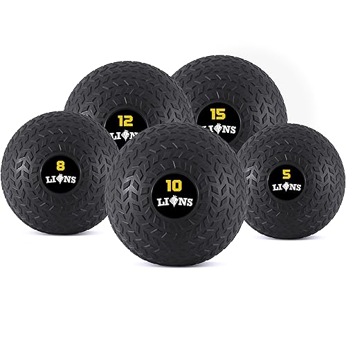 Lions Slam Ball - Heavy Duty Weights Medicine Ball Rubber Power Strength Training, Fitness Home Gym Exercise 5kg 8kg10kg 12kg 15kg (12kg, Tyere-Black)