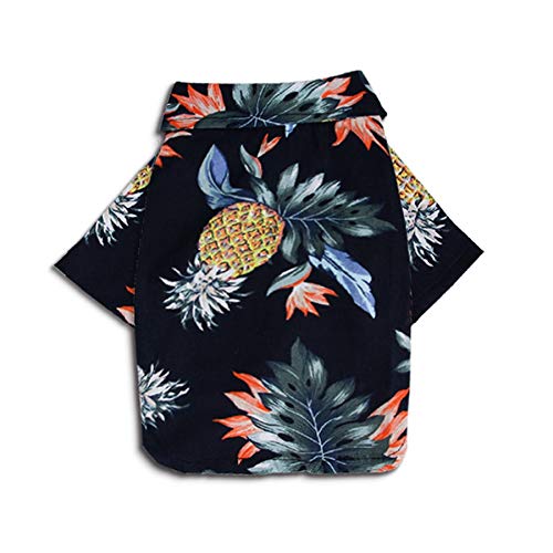 CheeseandU Pet Hawaiian Shirt, NewStyle Summer Beach Vest Short Sleeve Pet Clothes Dog Top Floral Pineapple T-Shirt Hawaiian Tops Dog Beach Apparel for Small Dogs Breeds Cats, Dark Blue
