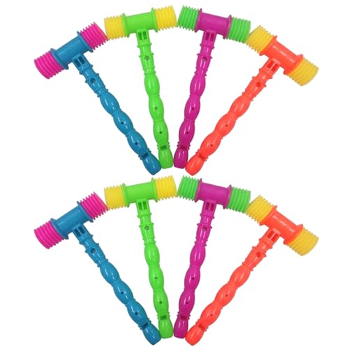 Martillo chirriante de plástico para niños, set de 8 piezas con silbato integrado multicolor