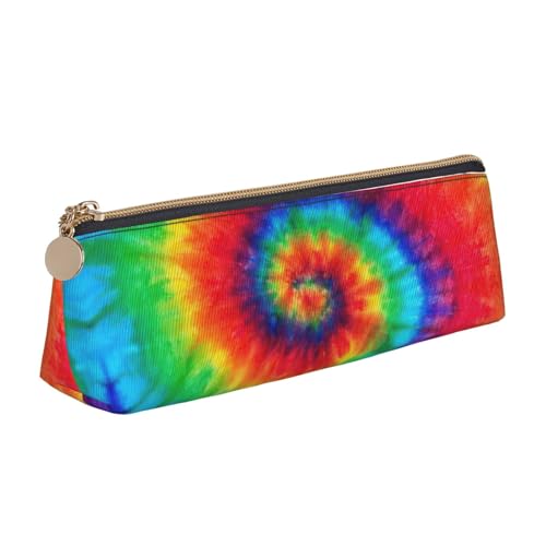 tie dye arcobaleno stampa semplice triangolare penna caso sacchetto di immagazzinaggio per forniture per ufficio cosmetici articoli da toeletta One Size Art Deco bianco