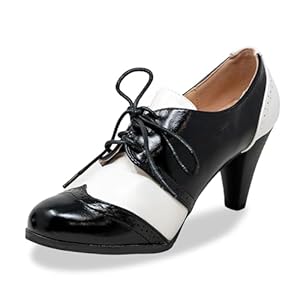 Chase & Chloe Lace-Up Vintage Cut-Out Women’s Heeled Oxford
