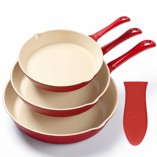 Hteizpz Cast Iron Skillet Set, 3 pcs, 8.6", 10", 11