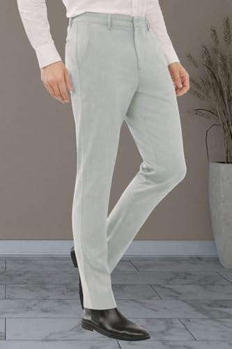Image of SaintX Men's Formal Slim Fit Trouser | Twill Weave Premium 4-Way Stretchable High GSM Fabric Pants | Textured Classic & Modern Styled Chinos | Business Casual Office /Anytime Wear