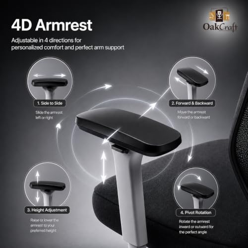 Image of Oakcraft Ergonomic Office Chair with Multi-Lock Tilt, Seat Slider & Dynamic Lumbar Support