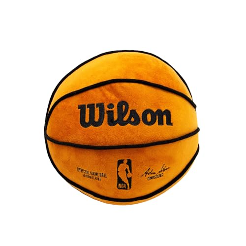 Character World Cojín Redondo con Licencia Oficial de la NBA, diseño de balón de Wilson, Almohada de Baloncesto Naranja súper Suave, Cualquier Dormitorio, sofá (35 x 35 cm)