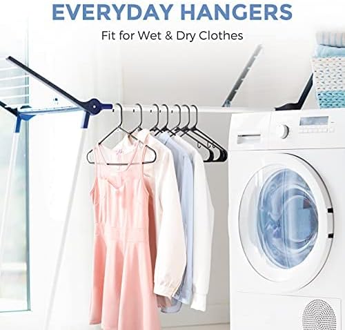 House Day Black Plastic Hangers 20 Pack, Plastic Clothes Hangers with Hooks, Heavy Duty and Space Saving Plastic Coat Hangers for Closet, Clothing Hangers Adult Hangers for Shirts, Coats, Skirt, Dress
