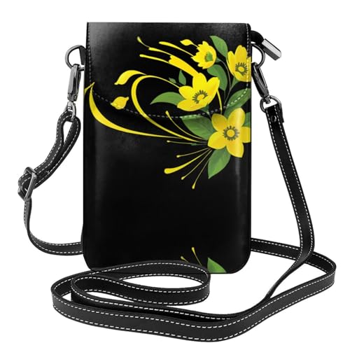 Sac à bandoulière pour téléphone portable en cuir jaune pochette marche