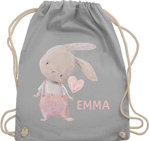 Turnbeutel Rucksack - Süßer Hase Mädchen mit Name personalisiert I...