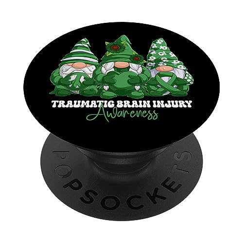 Gnomos de cinta verde del mes de concienciación de lesiones cerebrales traumáticas PopSockets PopGrip Intercambiable