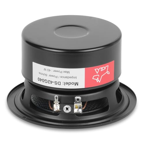 Image of 4 Inch Glass Fiber Cone Mid Woofer - 8 Ohms 40 Watts Double Magnetic HiFi Driver Speakers for High-End Bookshelf, Center Channels & DIY Projects (2 Pcs)