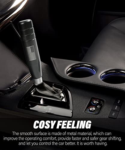 Yakefly Gear Stick Shifter Knobs,American Flag Design Metal Long Shifter Knob,Aluminum Alloy Weighted Gear Lever Metal Stick Shifter Handle,Car Shift Handle Knob (Black) #TOP2