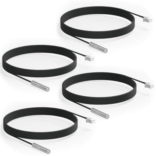 Image of DROK 10K Temperature Sensor Probe 4pcs, 2 Meter Waterproof Temp Sensor Probe, Stainless Steel 3950 NTC Temp Sensor Probe, Digital Temperature Transmitter Extension Cable