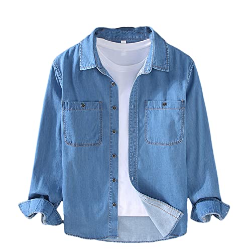 Chemise vintage en jean homme 3XL confortable avec double poche