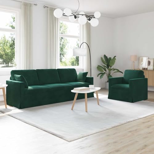 Teenpull Juego de sofás modulares de 2 piezas, color verde oscuro, 228 x 78 x 80 cm, tapizado de terciopelo, para salón, sofá esquinero con dos plazas, tres plazas y moderno conjunto