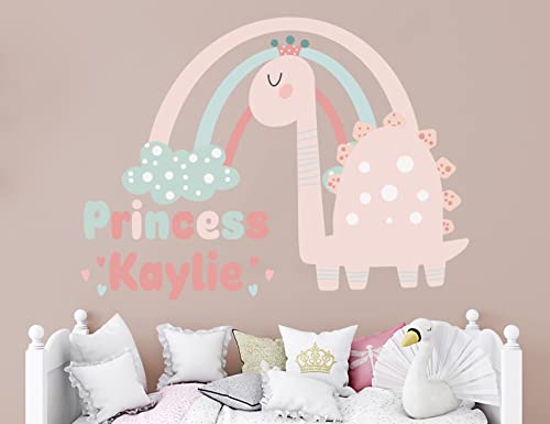 Dinosaur Wall Stickers Customizable - Dinosaur Baby Girl Nursery Decor - Baby Name Wall Decor - Baby Girl Room Decor For Nursery - Dinosaur Decals - Safari Stickers - Dinosaur Wall Decal Decor #TOP1