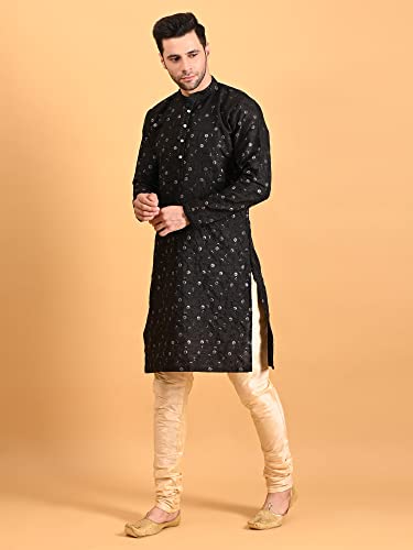 Image of Uri and MacKenzie Embroidery Silk Men's Kurta Pyjama Set