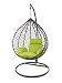 Produktbild KIDEO Komplettset: großer Hängesessel mit Gestell & Kissen, Korbsessel, Poly-Rattan (Korb & Gestell: grau, Kissen: grün Nest (6068 Apple Green))
