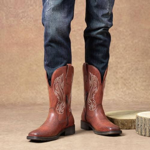 Image of Jousen Cowboy Boots for Men Square Toe Western Side Zipper