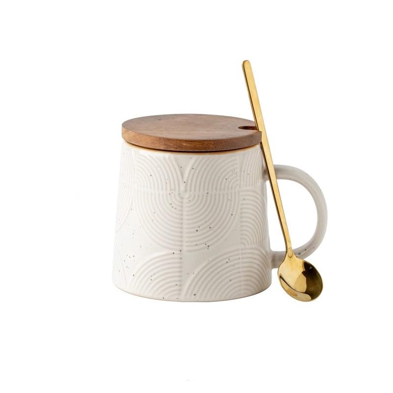 ENGENDER Tazas Cafe Taza de cerámica con Esmalte sésamo Mate, Utensilios Arte Latte for Restaurante, 430 ml, for té Oficina Mug Cups(A)