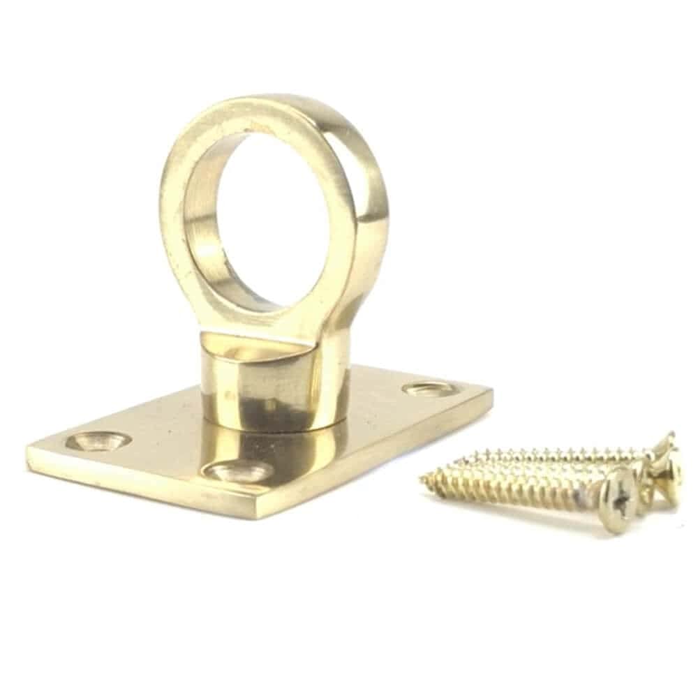 RopeServices UK 20mm Brass Decking Rope Eye Plate, Deck Post End Fixing Post Fitting