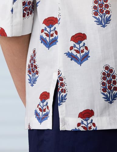 Image of Amazon Brand - Myx Women's Screen Print Straight Printed Regular Cotton Short Kurti (Available in Plus Sizes)