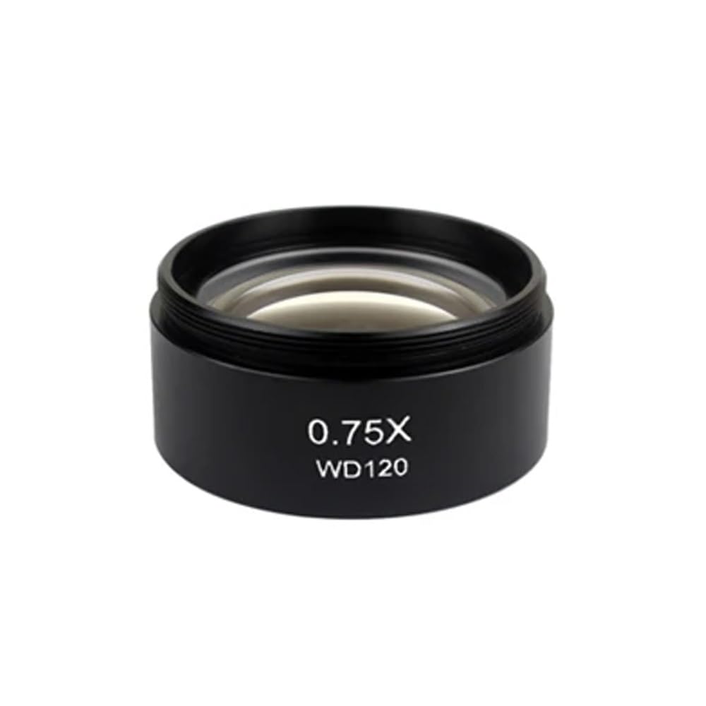 Kit di accessori per microscopio WD165 0,5X 0,7X 0,75X 1,0X 1,5X 2,0X Obiettivo ausiliario, filettatura 48mm Lente di vetro di Barlow for microscopio stereo trinoculare Vetrini per microscopio(0.75X)